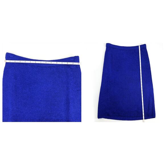 Vintage Elizabeth New York Blue Purple Embellished 3 Piece Wool Knit Set Size M - Picture 10 of 13